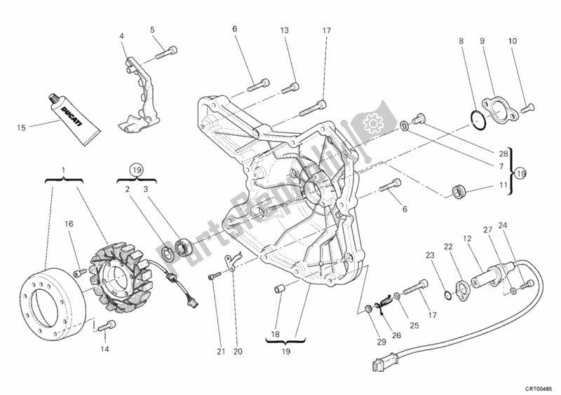 All parts for the Generator Cover of the Ducati Multistrada 1100 S USA 2008